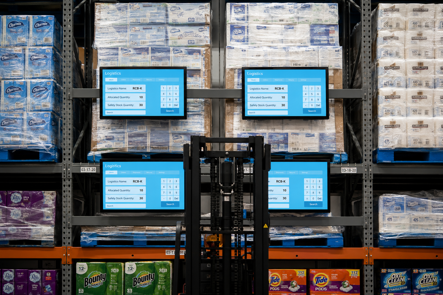 Information and wayfinding LED displays in warehouse
