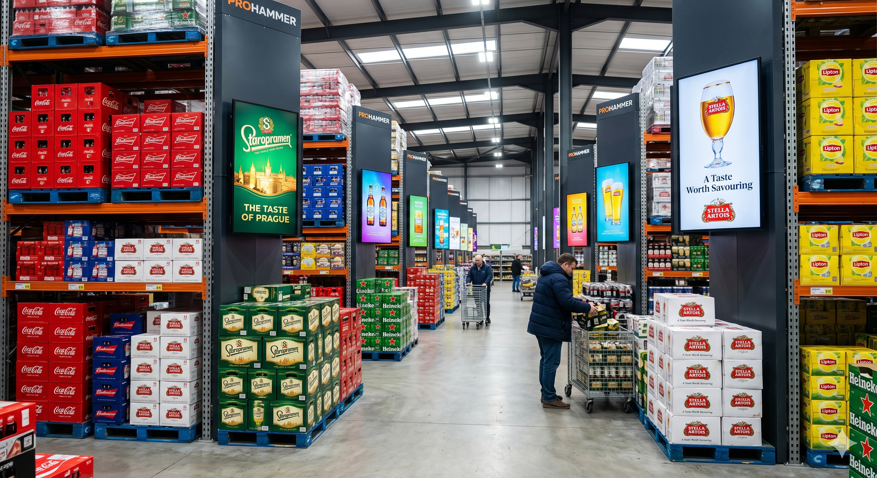Large-format LED video wall in cash & carry